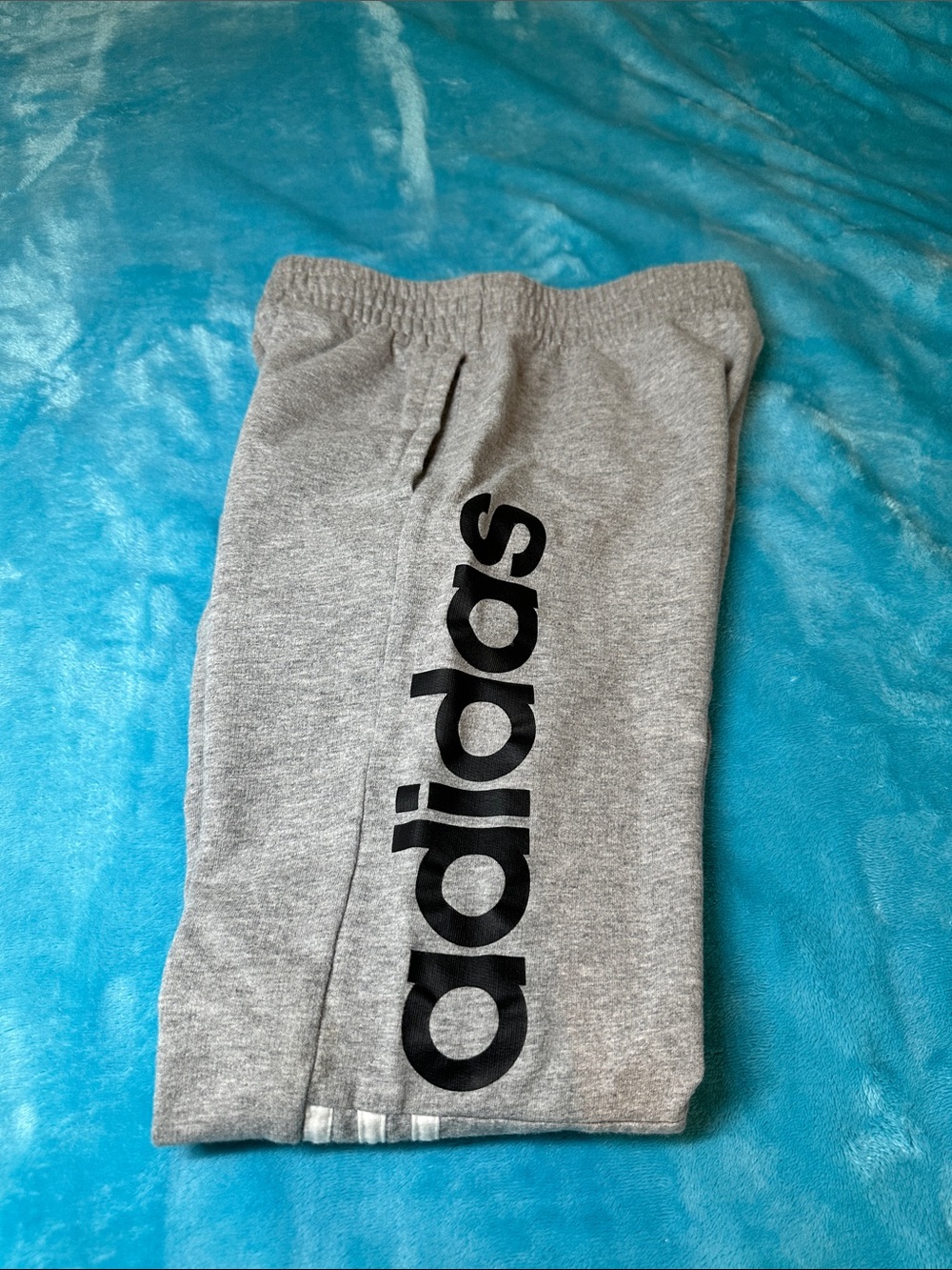 adidas Grey Sweatpants with Black Vertical Logo - Kids